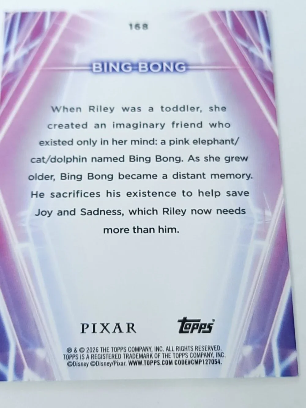 Bing Bong Topps 2026 Disney Neon Holo Parallel Refractor Limited 192/199 - Picture 4 of 4